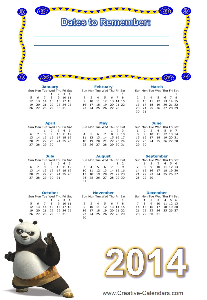 Printable Jewish Calendar 2014
