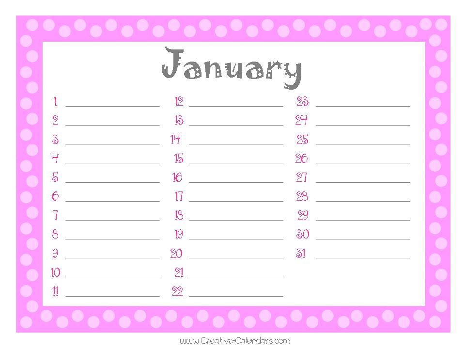 Printable Perpetual Calendar Chart Sample Professionally Designed