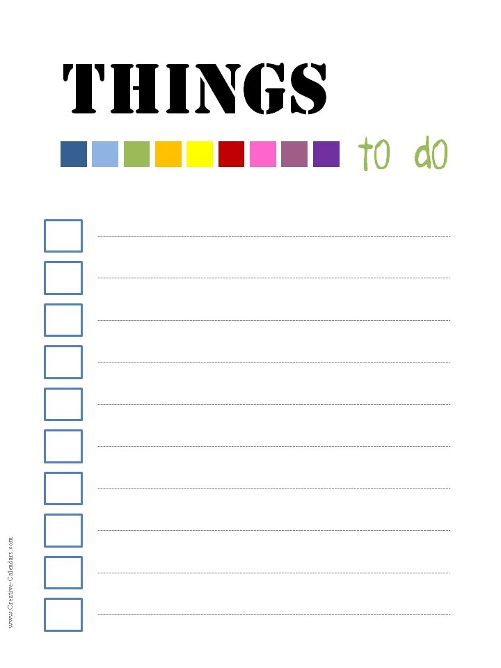 things to do list