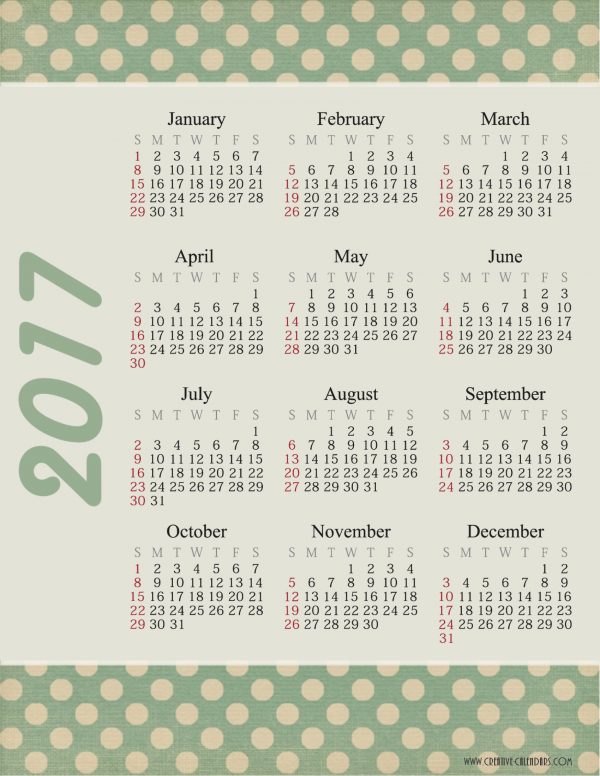 free printable calendar 2017