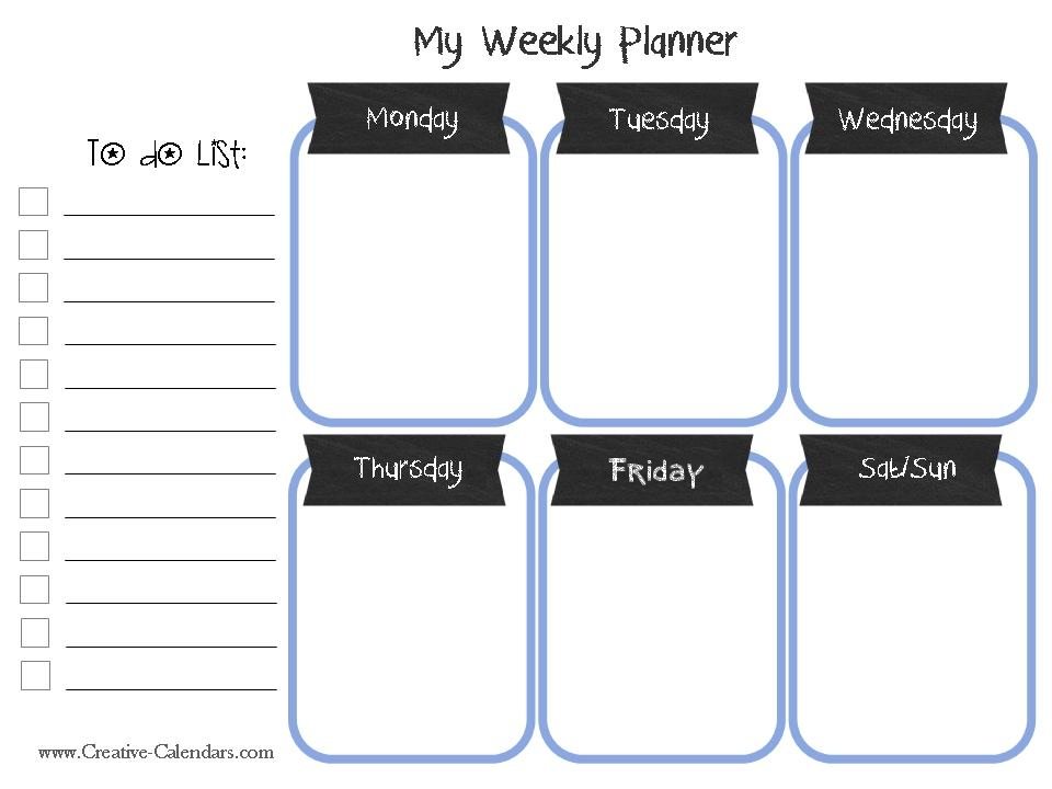 printable blank weekly calendar worksheet templates at 8 best images