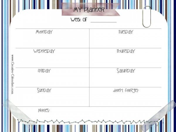 Free Printable Weekly Planner