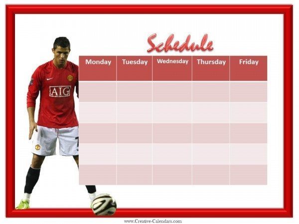 Soccer Weekly Calendar