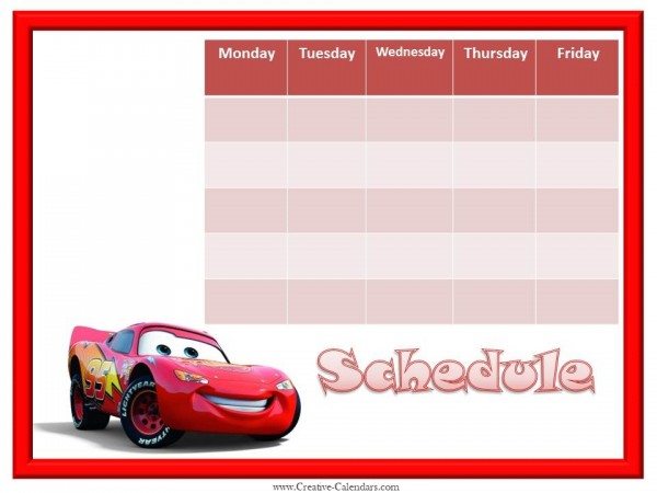 blank weekly schedule
