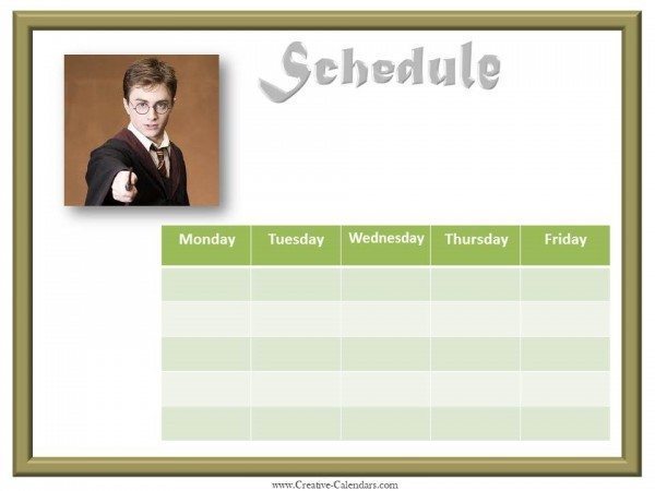 free printable weekly calendar template