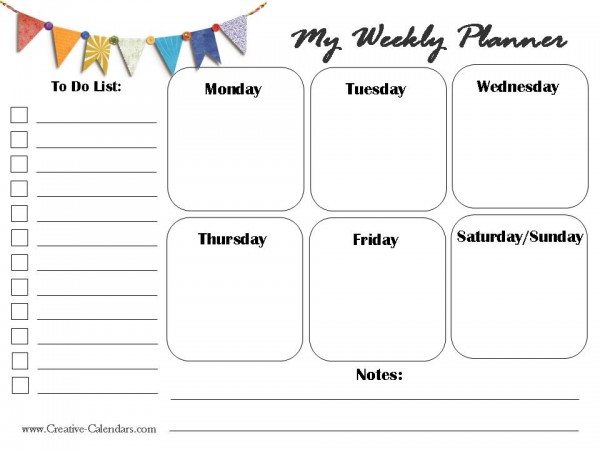 Free Printable Weekly Planner Free Printable Weekly Planner