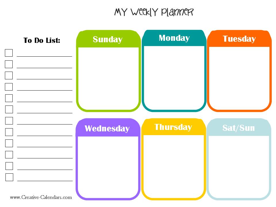 Weekly Planning Calendar Printable