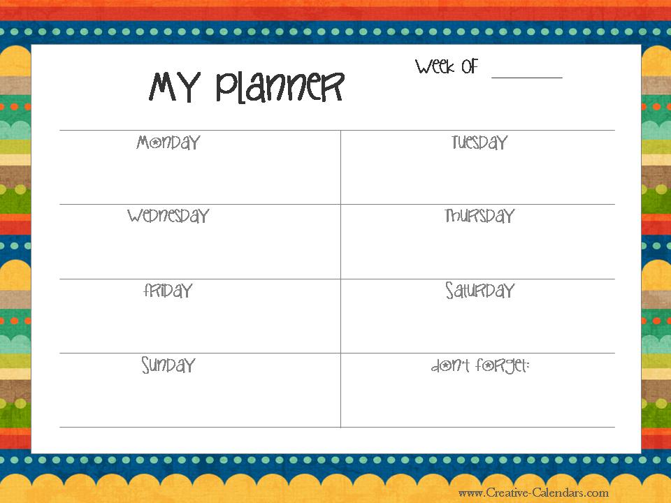 free printable weekly planner