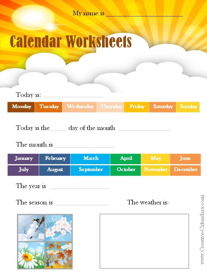 Calendar Worksheets