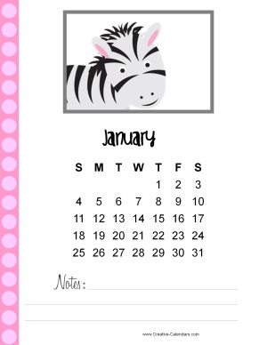 Cute Calendar with Animals | Customize online and print at home