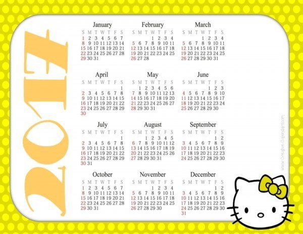 Free Printable Hello Kitty Calendars