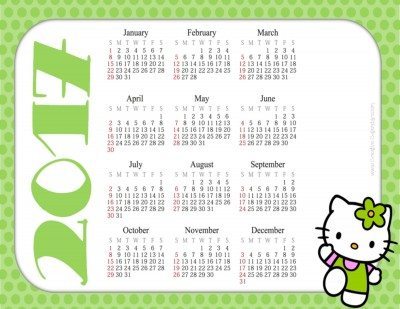 Free Printable Hello Kitty Calendars