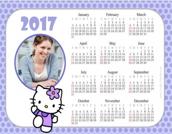 custom calendar with your own photo and a picture of Hello Kitty