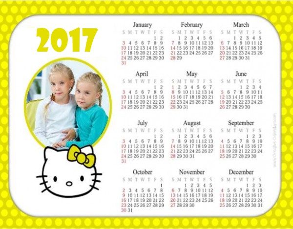 Printable calendar with a yellow border