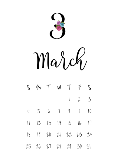 Calendar March 2018