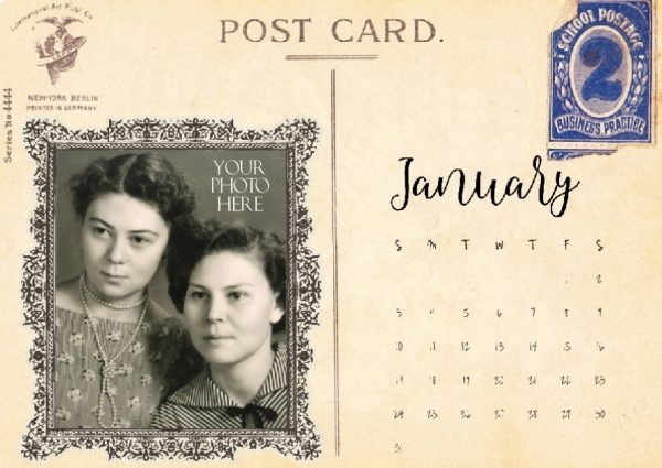 Vintage postcard calendar