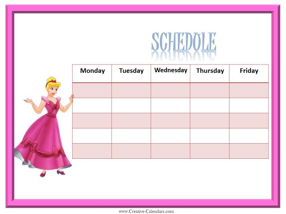 Free Weekly Calendars for Girls