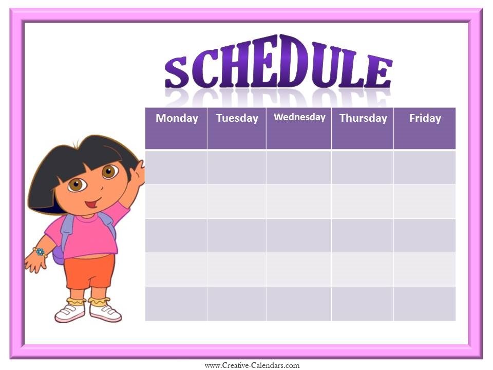 Dora printable weekly calendar