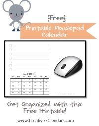 mousepad calendar free printable
