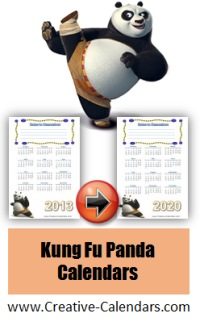 Kung Fu Panda calendar templates