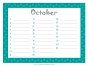 calendar to record birthdays in October