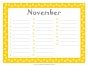 November calendar with a yellow calendar and lines to add important dates