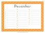 Birthday calendar for the month of December