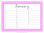 January calendar with a pink polka dot border