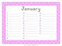 January calendar with a pink polka dot border