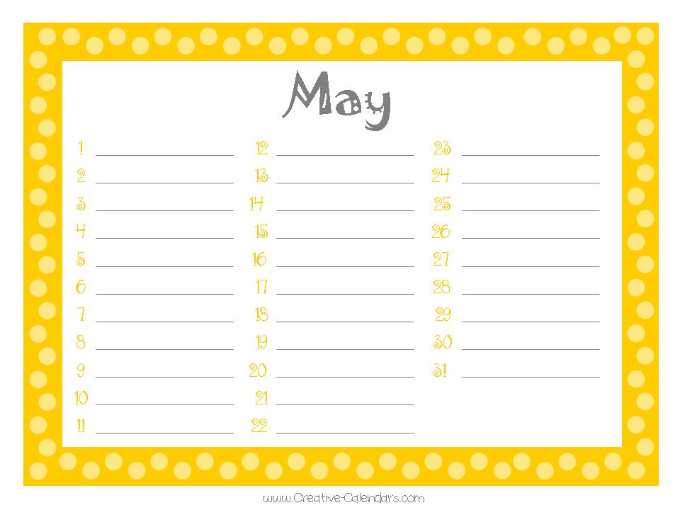free printable birthday calendar template