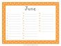June calendar with an orange polka dot border