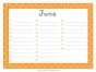 June calendar with an orange polka dot border