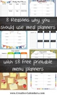 18 free printable menu planners