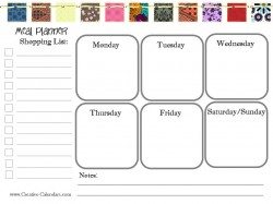 printable with grocery list and meals