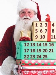 Xmas countdown with a picture of Santa holding gifts