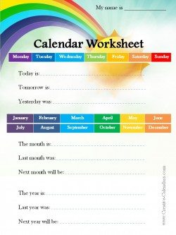 Calendar Worksheet