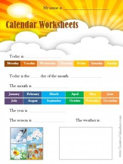 calendar worksheets